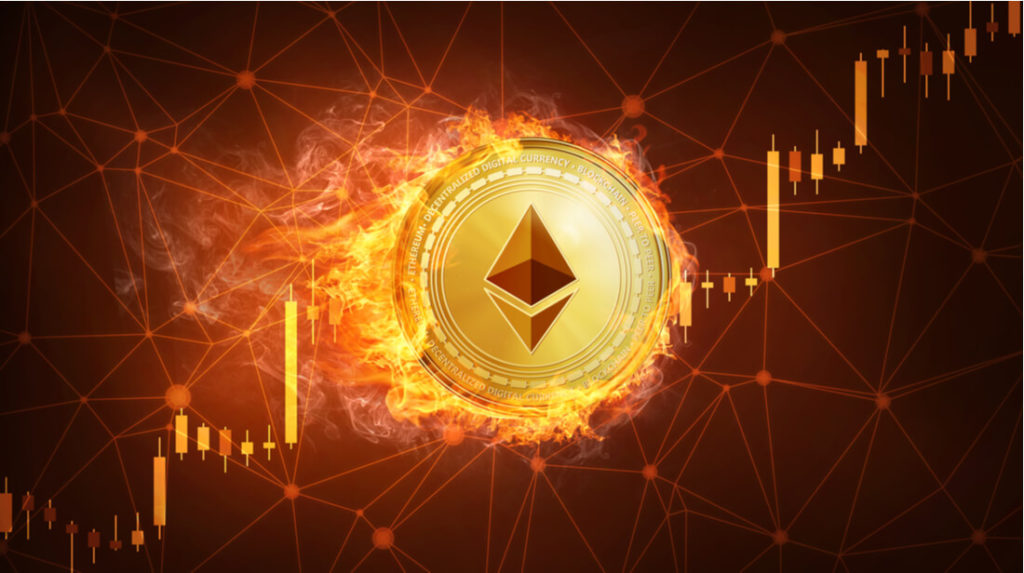 Ethereum coin on fire