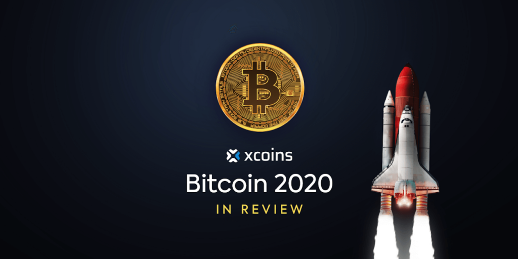 Bitcoin in 2020 review rocket and coin blast off