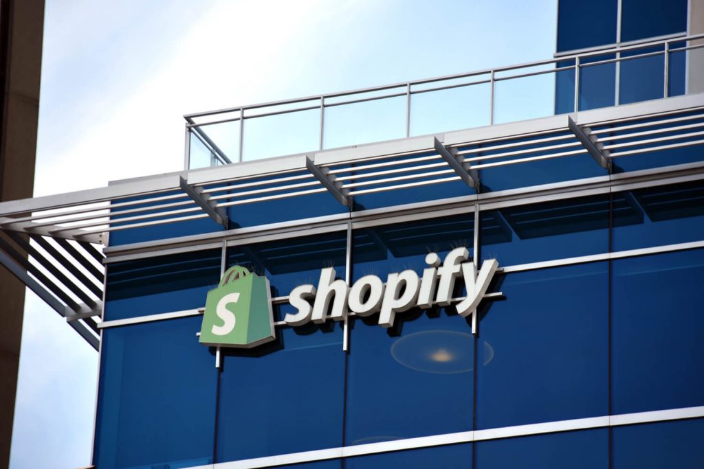 Shopify logo on a building