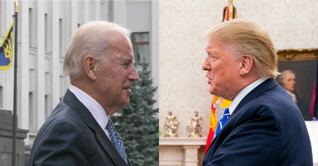 Joe Biden and Donald Trump facing each other