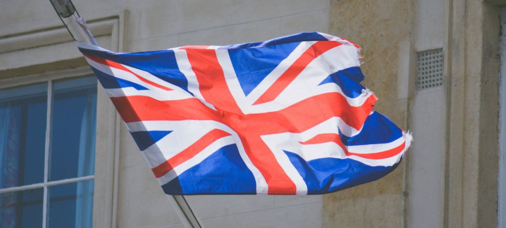British flag waving on a building