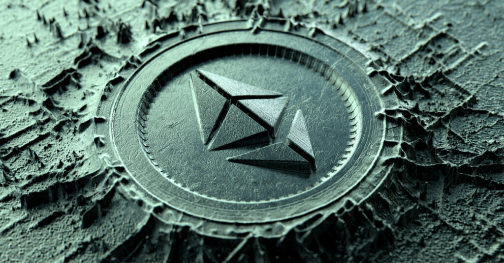 Ethereum logo set in rock