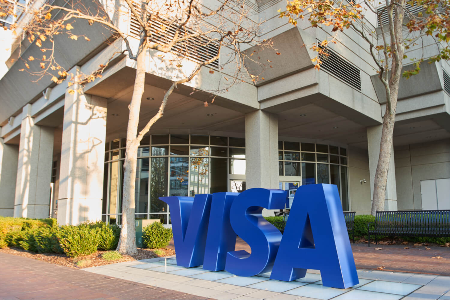 Photo of the front of VISA headquarters