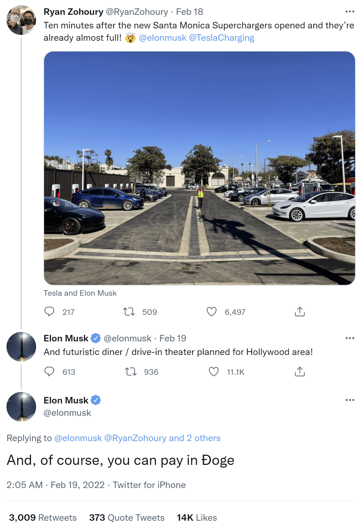 Tweet from Tesla employee and subsequent comment from CEO Elon Musk
