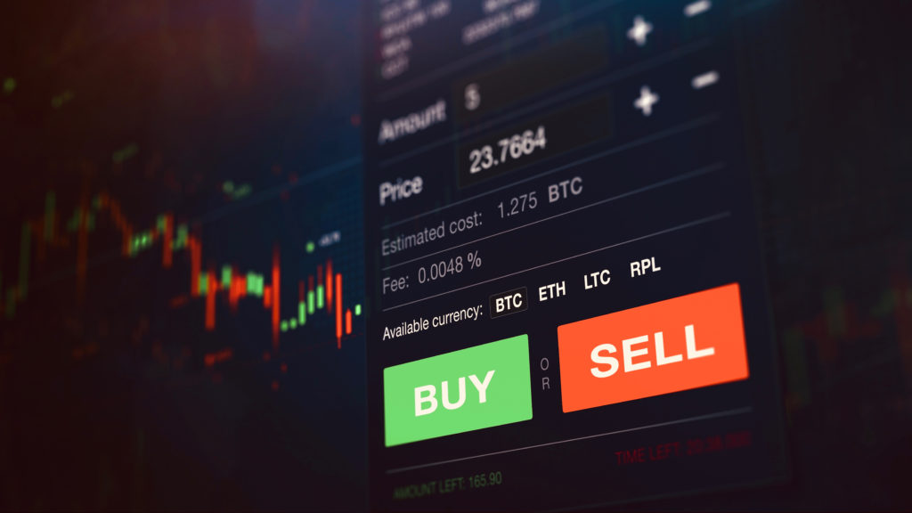  a display showing a dashboard to buy and sell Bitcoin