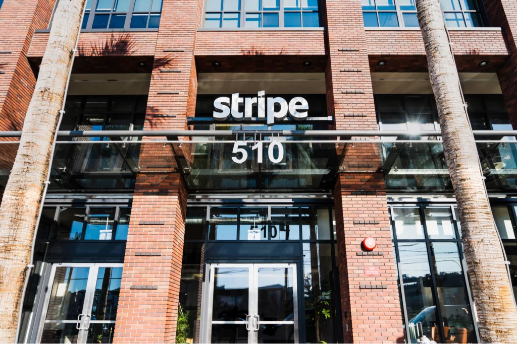 An image taken outside the front of Stripe’s offices in San Francisco