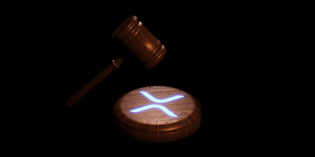 XRP logo highlighted on the face of a gavel