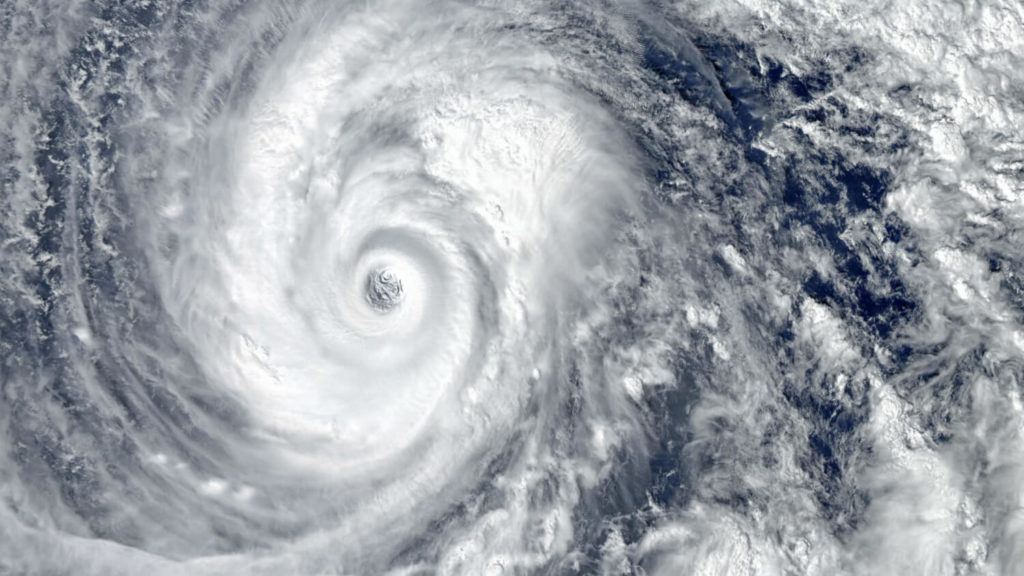Image of the eye of a hurricane over an ocean
