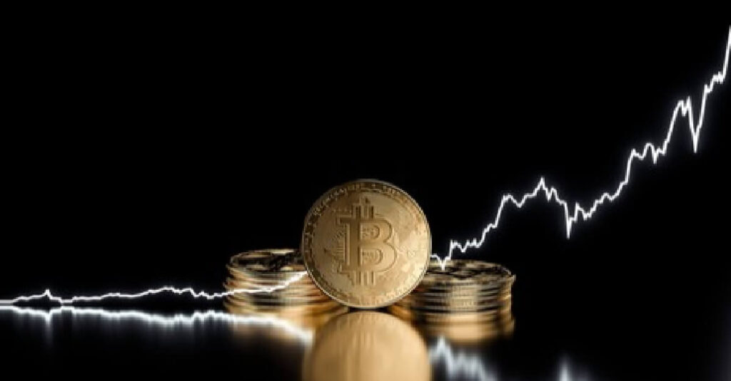 btc chart going up behind gold bitcoin