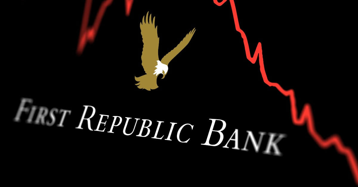 first republic logo overlayed with price chart