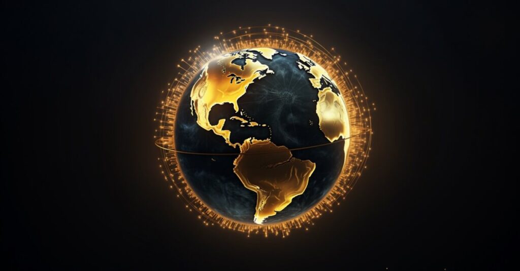 a visually striking globe, with Argentina, Venezuela, Lebanon, Egypt, Turkey, and Nigeria - highlighted or spotlighted. These countries can have Bitcoin logos overlaid, which are emitting strong, luminous rays, symbolizing the surge of Bitcoin's value in these regions. The background can be a dark, space-like vista to allow the glow of the highlighted countries and Bitcoin symbols to really pop, making it visually eye-catching and intriguing.