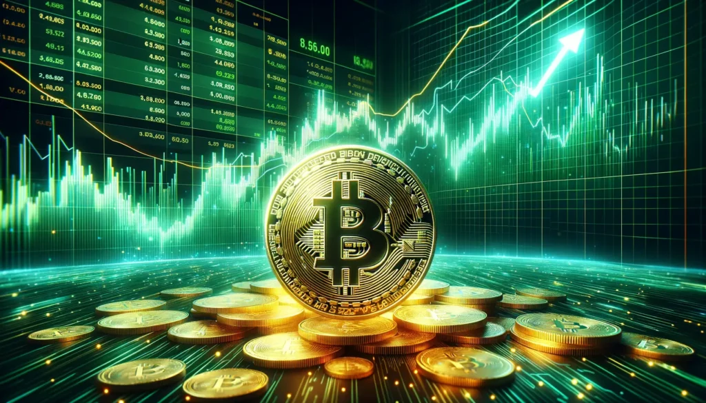 Fondo digital con moneda bitcoin