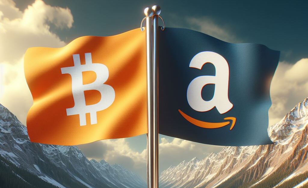 Banderas de Amazon y BTC a la par en un glabpole