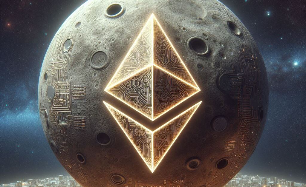 photo of the moon overlayed with eth logo