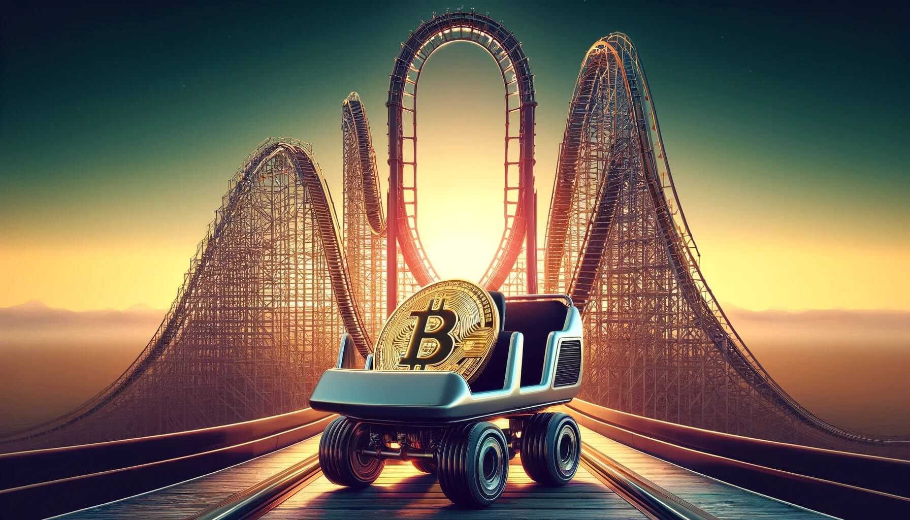 bitcoin infront of crypto rollercoaster