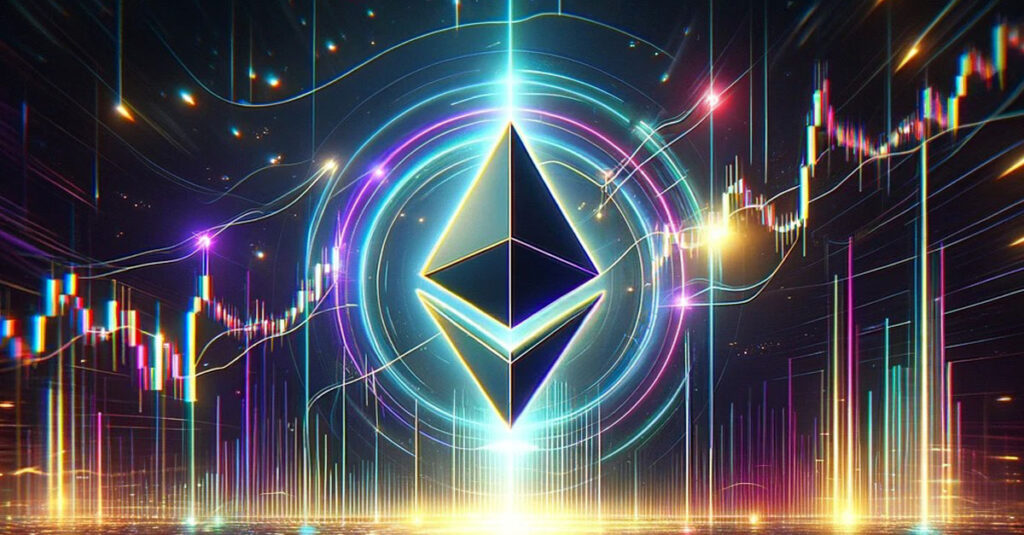 a blog cover image featuring surging price charts and a beautiful glowing eth logo