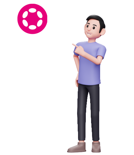 man pointing at polkadot logo